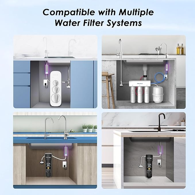 Waterdrop LED UV͎ Ultrąviolët Water Filter for Under Sink Water Filter and Reverse Osmosis System, Reduce up to 99.9% of Harmful Substances, Mercury-Free, FCC Certified, Stainless Steel, 50 Year Life