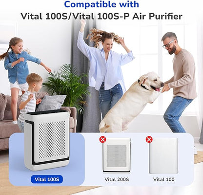 Fil-fresh Vital 100S Replacement Filter, Compatible with LEVOIT Vital 100S Air Purifier, 3-in-1 H13 True HEPA & Activated Carbon, Replace Vital 100S-RF-TX, Green, 2-Pack