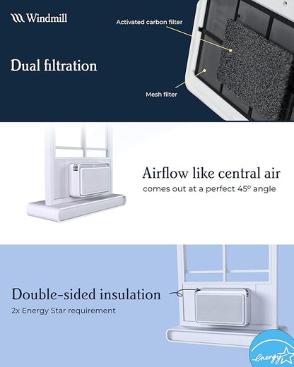 Windmill Window Air Conditioner - Quiet & Smart, Easy Install, Voice-Enabled, Remote & App Control AC Unit - 10,000 BTU Inverter w/WhisperTech