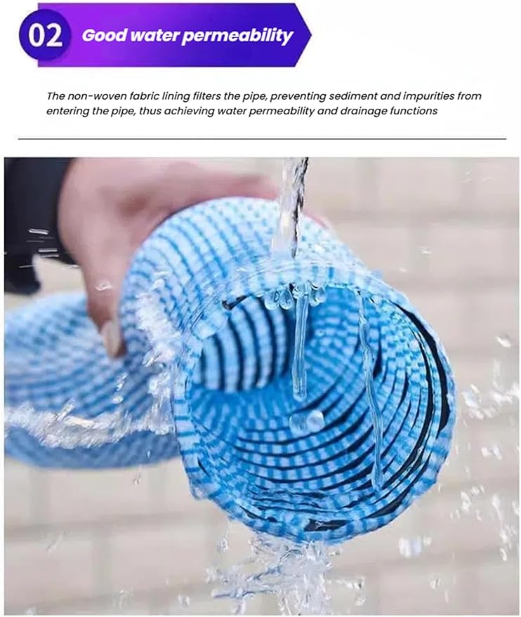 French Drain Pipe，Flexible Underground Drainage Tube,Soft Infiltration Pipe,\U200b DIY Construction Site(8cm/3.1in 59ft)