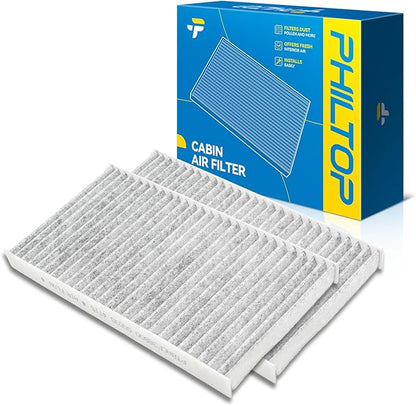 PHILTOP Cabin Air Filter w/Activated Carbon, Compatible with CF10734 Kia Sorento 2003, 2004, 2005, 2006, 2007, 2008, 2009, Premium Activated Carbon Filter Up Dust Pollen Odor, Pack of 2