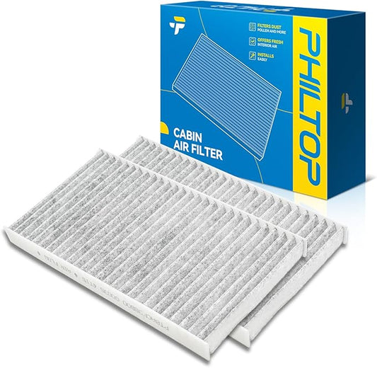 PHILTOP Cabin Air Filter w/Activated Carbon, Compatible with CF10734 Kia Sorento 2003, 2004, 2005, 2006, 2007, 2008, 2009, Premium Activated Carbon Filter Up Dust Pollen Odor, Pack of 2