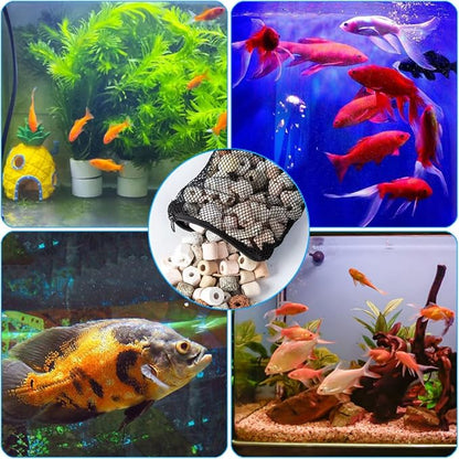 12 Pcs Fish Tanks Filter Media Bags, Aquarium Filter Media Bags with Zipper Reusable for Activated Carbon, Ceramic Rings, Bio Balls, Biological Filtration