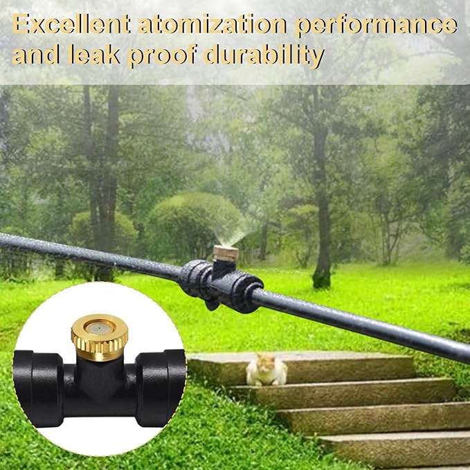 KUWAN 0.016" Orifice (0.4mm) Thread UNC 10/24 Brass Misting Nozzles Low Pressure Atomizing Misting Sprayer Water Hose Nozzle for Greenhouse, Landscaping, Outdoor Cooling Mister System (150PCS)