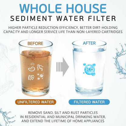 Ronaqua 10" x 4.5" Big Sediment Replacement Water Filter Cartridge, 1 Micron, NSF Certified, for Whole House, Compatible with RFC-BBSA, W15-PR, WFHD13001B, GXWH35F, HF45-10BLBK10PR and AP817, 3 Pack