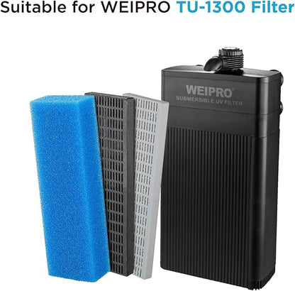 Replacement Cartridge for Aquarium UV Filter TU-1300 with Aquarium Filter Foam, Active Carbon and Ceramic Ring(TU1300-S)