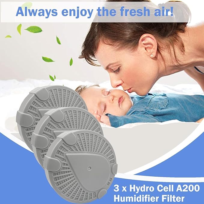 Hydro Cell A200 Humidifier Filter with Activated Carbon Compatible with BONECO & AIR-O-Swiss Ultrasonic Humidifier Water Maintenance, 3 Packs