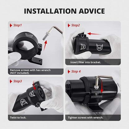 EVIL ENERGY 60mm Fuel Filter Mounting Bracket, Fuel Pump Clamp Holder Black