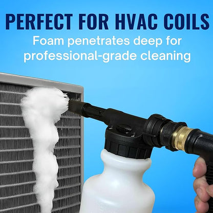 Coil Cannon Cleaner Mixing Sprayer, 2L Bottle, Automatic Dilution, Foaming Wand, HVAC Coil Cleaner, Car Detailing, Outdoor Equipment Cleaning