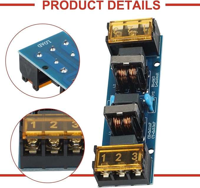Two-Stage Low-Pass for EMI Power Filter Board 6A/25A High-Frequency Noise Suppression for Measuring Instruments Automation Systems Inverters and Communication Equipment(6A)