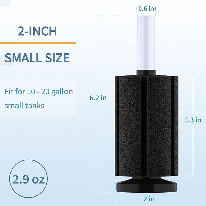 Pawfly Aquarium Bio Sponge Filter Quiet Betta Fry Shrimp and Small Fish Foam Filter for Fish Tanks up to 20 Gallons, 4 Pack