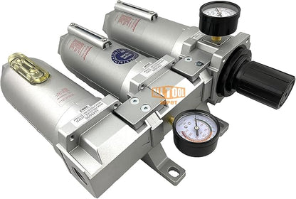 1" NPT SUPER DUTY Industrial Grade Filter Regulator Coalescing Desiccant Dryer System For Compressed Air Lines, Metal Bowls, Great For Paint Spray And Plasma Cutter (MANUAL DRAIN)