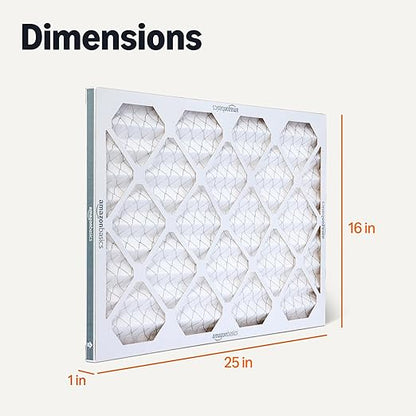 Amazon Basics MERV 5 AC Furnace Air Filter, Cardboard, 16x25x1 Inches, Pack of 6 (Actual Size: 15.75" x 24.75" x 0.75")