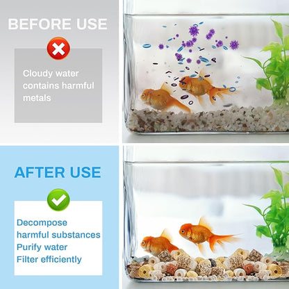 Timgle 3 Bags Aquarium Filter Media Bio Balls Ceramic Rings Set 1500 g Total 3.3 lb 12 in 1 with Mesh Bag Ceramic Rings for Aquarium Filter Pond and Fish Tank Accessories Decorations