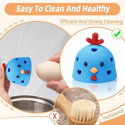 Silicone Egg Brush Cleaner, Egg Washer for Fresh Eggs, Egg Cleaner for Fresh Eggs, Egg Scrubber for Fresh Eggs, Reusable Cleaning Tools for Egg Washer (Blue)