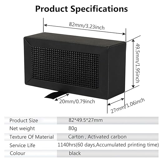3D Printer Activated Carbon Air Filter Cartridge for Bambu Lab X1C/P1P/P1S/X1/X1E, Air Purifier Filter Replacement, Easy to Install 3D Printer Accessories Ultra-Absorption for 3D Printing Filament