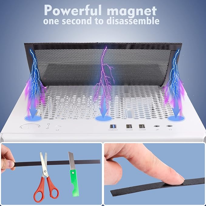 [4 Pack] 400x300mm DIY PC Case Dust Filter, 1.2mm Hole, PVC Dustproof Mesh Filter Cover with Magnetic Strip for Computer PC Case