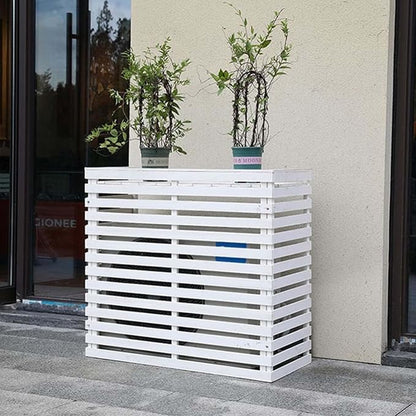 Wood Air Conditioner Fence Screen - Hide Outdoor Unit Stylishly with Tall Weatherproof Shutters Central Air Conditioner Covers (White L105Xw45Xh95Cm)