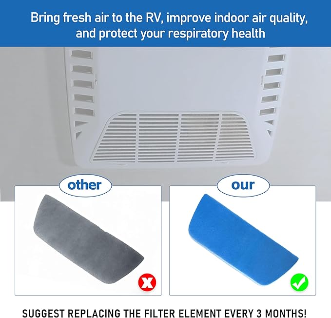 RV Air Filter, RV 6 x 16 inch Replacement for AC Vent MERV-6 for Airflow System of Motorhome, RV Air Filter Accessories