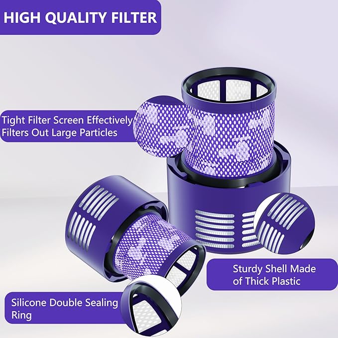 4 Pack Vacuum Filter Replacement Compatible with Dyson V10 Series Vacuum Cleaner, Cordless Vacuum Filter Accessories, Effective Cleaning, Home Cleaning Helper, 4 Rear-Filters (4)