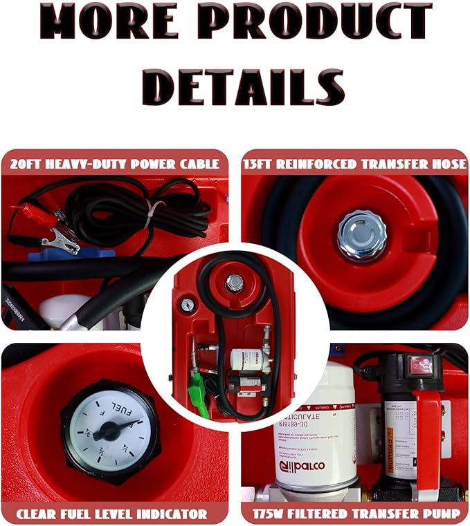Portable Diesel Only Fuel Storage W/12V Pump 10.6 GPM Flow Rate, Auto Nozzle,13ft Hose,Water Filter,58 Gallon Heavy-Duty PE Transfer Container for Truck Bed,On-Site Refuel Equipment Fueling