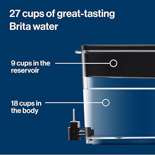 Brita Water Dispenser, UltraMax Elite Filter, Removes 99% of Lead, Includes 1 Filter, 27-Cup Capacity, Black