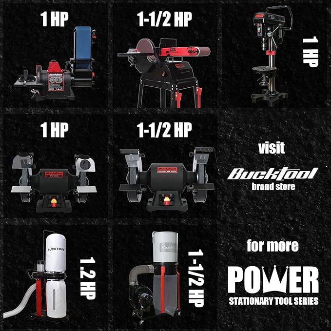 BUCKTOOL 1HP 6.5AMP Wall-mount Dust Collector with Remote Control and 2-micron Dust Filter Bag 550CFM Air Flow DC30A-1