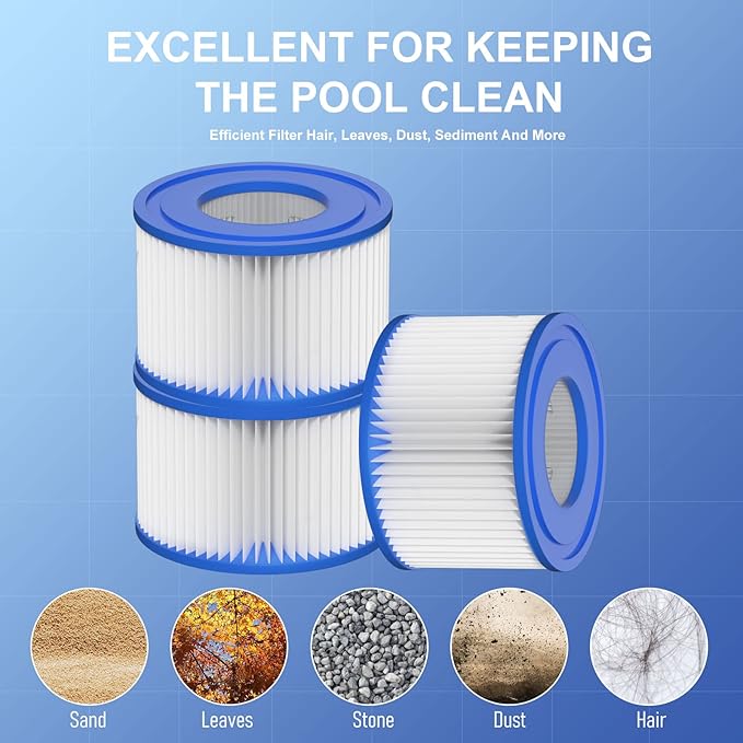 Type VI Hot Tub Filter Cartridge Compatible with Lay-Z-Spa, Coleman SaluSpa 90352E, 58323E, 58323 Swimming Pool Pump (16 Pack)