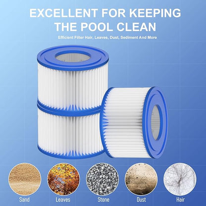 Type VI Hot Tub Filter Cartridge Compatible with Lay-Z-Spa, Coleman SaluSpa 90352E, 58323E, 58323 Swimming Pool Pump (16 Pack)