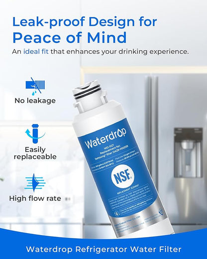 Waterdrop DA29-00020B Refrigerator Water Filter, Replacement for Samsung HAF-CIN/EXP, DA29-00020B-1, RF263BEAESR, RF263TEAESG, RF4287HARS, Reduce Chlorine, bad Taste and Odor(Package May Vary)