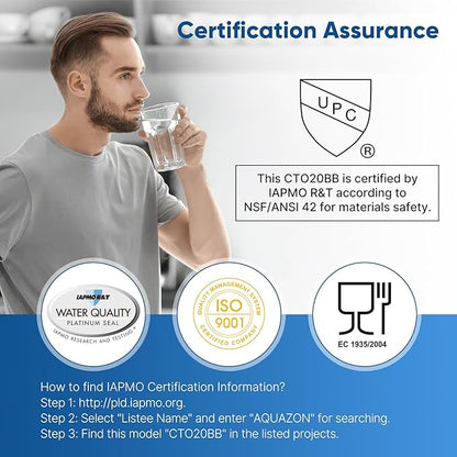 PUREPLUS 5 Micron 20" x 4.5" Whole House Coconut Shell Activated Carbon Water Filter Replacement Cartridge, Compatible with FC25B, EPM-20BB, CB-BB-20, 155783-43, 1 Pack
