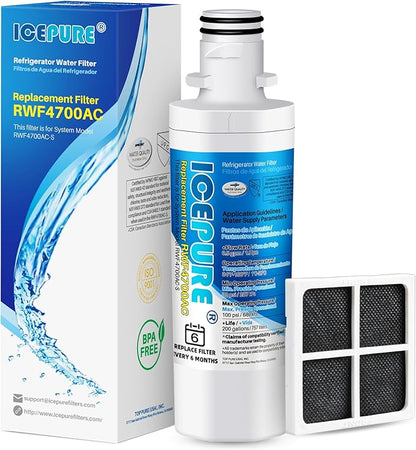 ICEPURE ADQ747935 Replacement for LG LT1000P MDJ64844601, Kenmore Elite 9980, LT1000P/PC/PCS, LT1000, ADQ74793501 ADQ74793502 ADQ74793504 Refrigerator Water and LT120F ADQ73334008 Air Filter, 1Combo