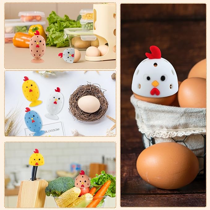 Egg Brush Cleaner, Egg Cleaner Scrubber for Fresh Eggs, Cute Chick Shaped Silicone Egg Washer, Reusable Multipurpose Washing Egg Tool for Fruits and Vegetables(White,1 Set)