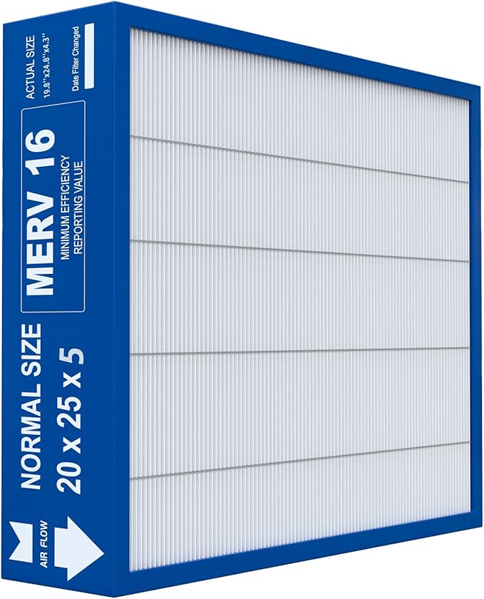 20x25x5 Merv 16 Air Filter Compatible with Lennox X6675 and Lennox HCC20-28 Furnace HVAC System, Part Number HCF20-16, (actual size:19.8" x 24.8" x 4.3")