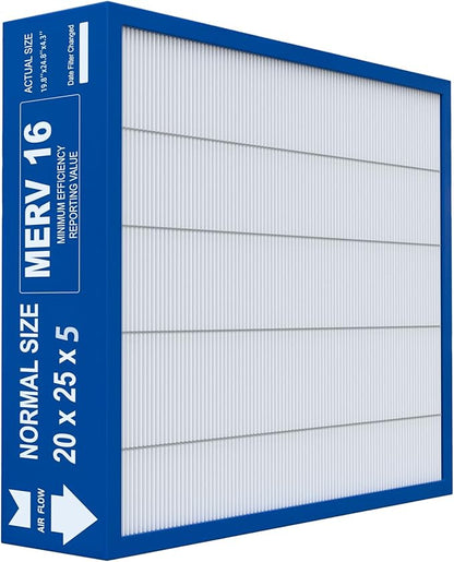 20x25x5 Merv 16 Air Filter Compatible with Lennox X6675 and Lennox HCC20-28 Furnace HVAC System, Part Number HCF20-16, (actual size:19.8" x 24.8" x 4.3")