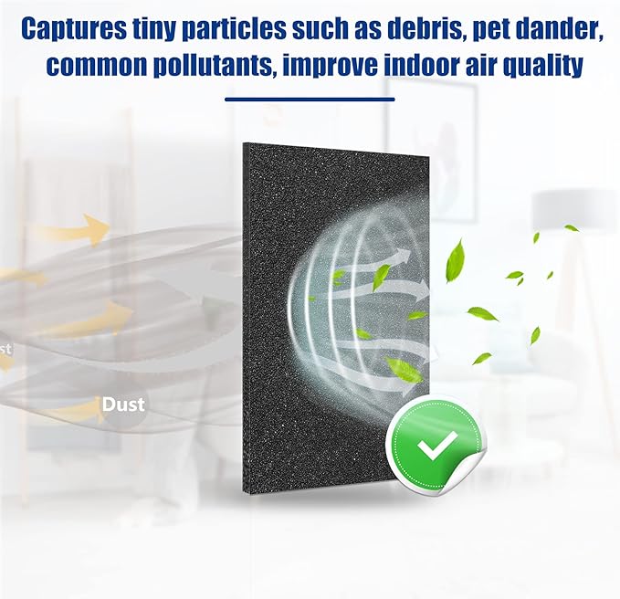Cut to Fit Foam Pad Pre Filter, Air Purifiers Filter Replacement, Compatible with Most Air Conditioner, Trash Cans, Dehumidifier, 15 x 15 inch, 2 Pack