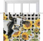 Retro Sunflowers Bedroom Curtains 63 Inch Length, Window Curtains Tab Top, Farmhouse Floral Cow Butterfly Black Plaid Light Filtering Window Treatments Drapes 42"x63" 2 Panel