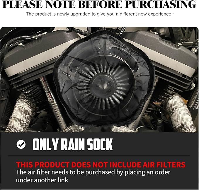 Waterproof Air Filter Rain Sock Motorcycle Dustproof Cold Air Intake Protective Cover Air Cleaner Filter Kit Fit for Harley Sportster XL Touring Road King Street Glide Dyna Softail