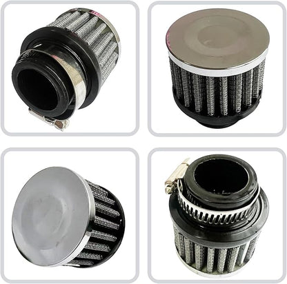 Air Intake Filter - 1" Universal Breather Filter, Automotive Cold Air Filter, Car Valve Cover Oil Breather Turbo Vent Crankcase Cleaner Accessory, Fits Car Motorcycle (Silver)