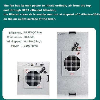 Air Flow Clean Bench Vertical Laminar Flow Hood Dust Free Room Workshop Particulate Filter with Aluminum Blade Fan 70x23x57in Working Area for Cleanliness Dust Free Work Console Desktop 110V