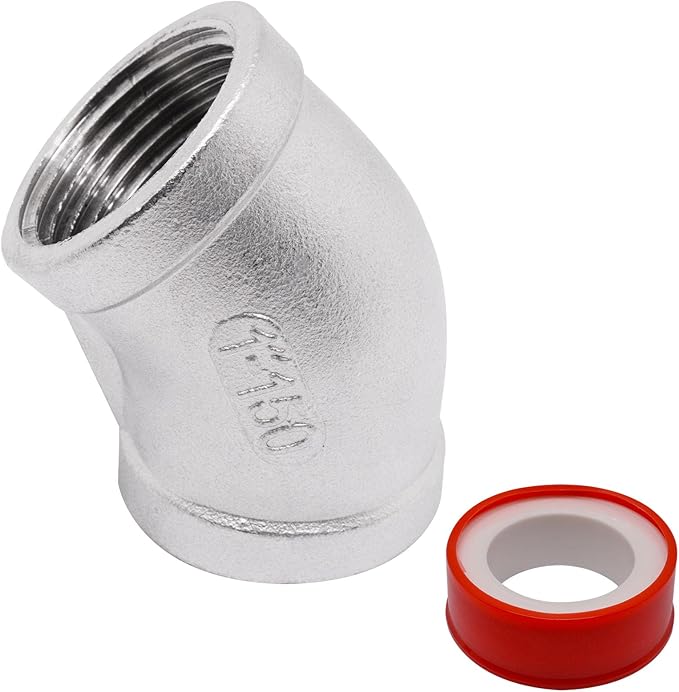 45 Degree Elbow 1PCS, 1" NPT Female x 1" NPT Female 304 Stainless Steel Pipe Fitting, Connector Coupler Apply to Outdoor/Garden/Industrial