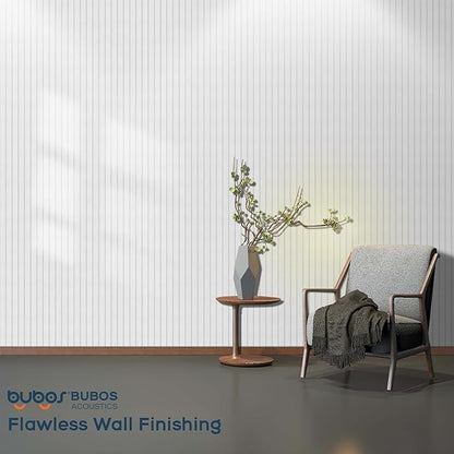 BUBOS Large Acoustic Panels, 6 Pack 48x12 Inch SoundProof Panels for Walls, Self Adhesive Acoustic Wall Panels, Decorative Sound Panels for Home Studio Office (White 02)