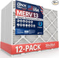 BNX TruFilter 20x25x1 MERV 13 (12-Pack) AC Furnace Air Filter - MADE IN USA - Electrostatic Pleated Air Conditioner HVAC AC Furnace Filters - Removes Pollen, Mold, Bacteria, Smoke