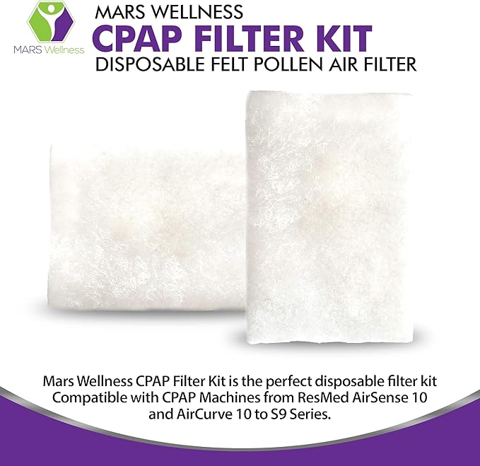 CPAP Filters Disposable Felt Pollen air Filter 20 Pack Compatible with ResMed Airsense 10, Aircurve 10, S9 Series - Made in The USA - Universal CPAP Filter Supplies - Machines - by Mars Wellness
