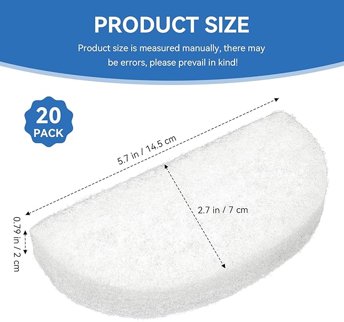 20 Pack Water Filter Polishing Pads for Fluval 104 105 106 204 205 206 Filters, Aquarium Water Polishing Filter Pads, Replacement Polishing Pad Filter Sponge Media for Fish Tanks