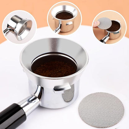 51mm 12 Magnetic Dosing Funnel, Espresso Dosing Funnel Aluminum Magnetic Portafilter Funnel with 2 Mesh Filter Coffee Dosing Ring for Kitchen Coffee Shop