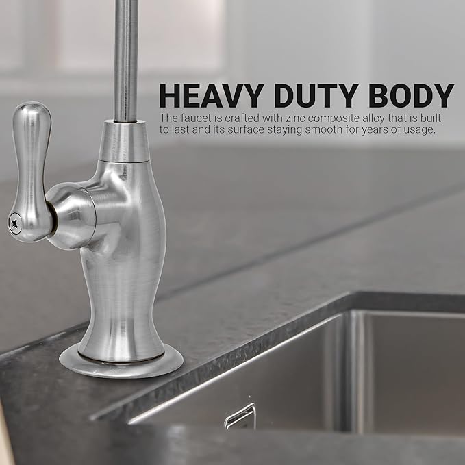 Metpure Non-airgap NSF Certified RO Faucet Reverse Osmosis Drinking Water Filtration System Water Dispenser Spout (Brushed Nickel). Vase Style with Faucet Wrench.