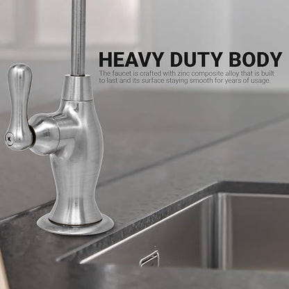 Metpure Non-airgap NSF Certified RO Faucet Reverse Osmosis Drinking Water Filtration System Water Dispenser Spout (Brushed Nickel). Vase Style with Faucet Wrench.