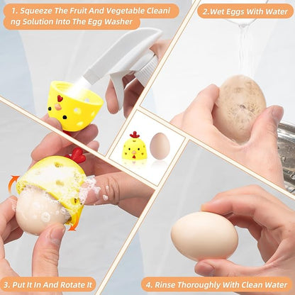 Silicone Egg Brush Cleaner, Egg Washer for Fresh Eggs, Egg Cleaner for Fresh Eggs, Egg Scrubber for Fresh Eggs, Reusable Cleaning Tools for Egg Washer (Yellow)