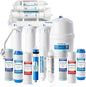 RTW5AK SGS-Tested Reverse Osmosis Alkaline Water Filter System, 6 Stage pH+ Alkaline Remineralization Under Sink RO Water Filtration System Plus Extra 3 Filters, 50 GPD
